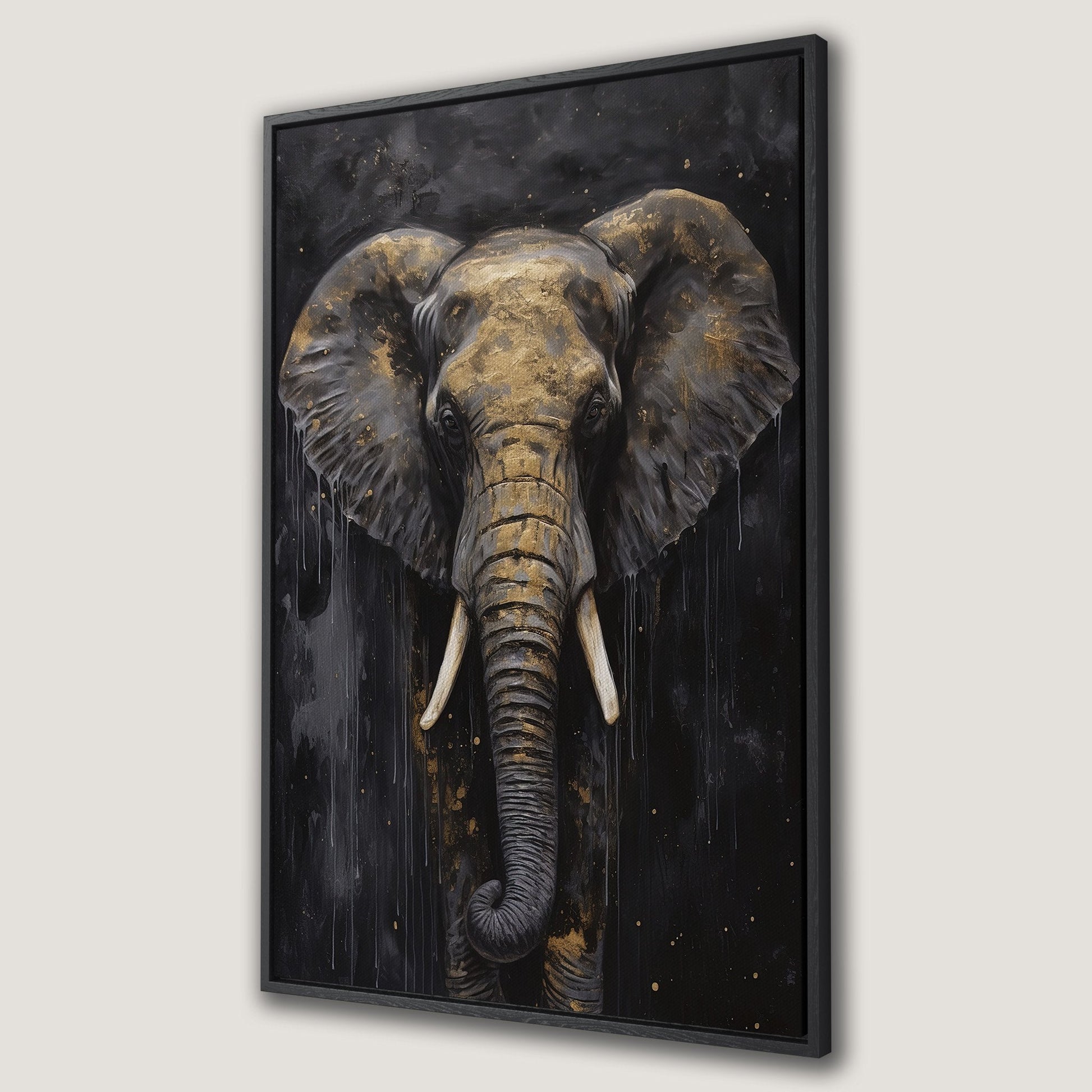 Golden Elephant Wall Decor Canvas Print