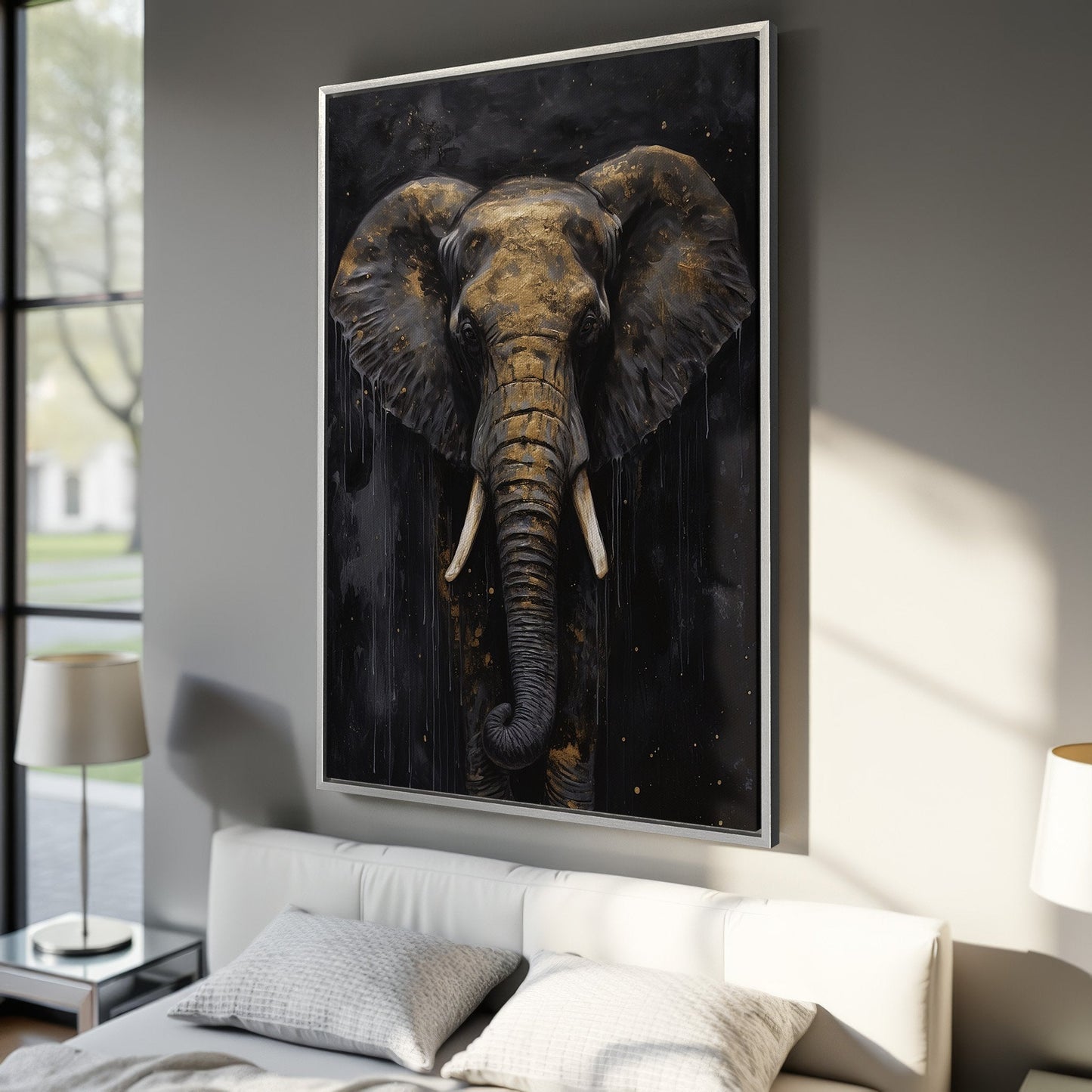 Golden Elephant Wall Decor Canvas Print