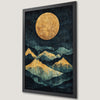 Golden Full Moon Mountain Art Poster - Starry Night Decor