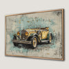 Golden Green Vintage Car Canvas Print Retro Decor