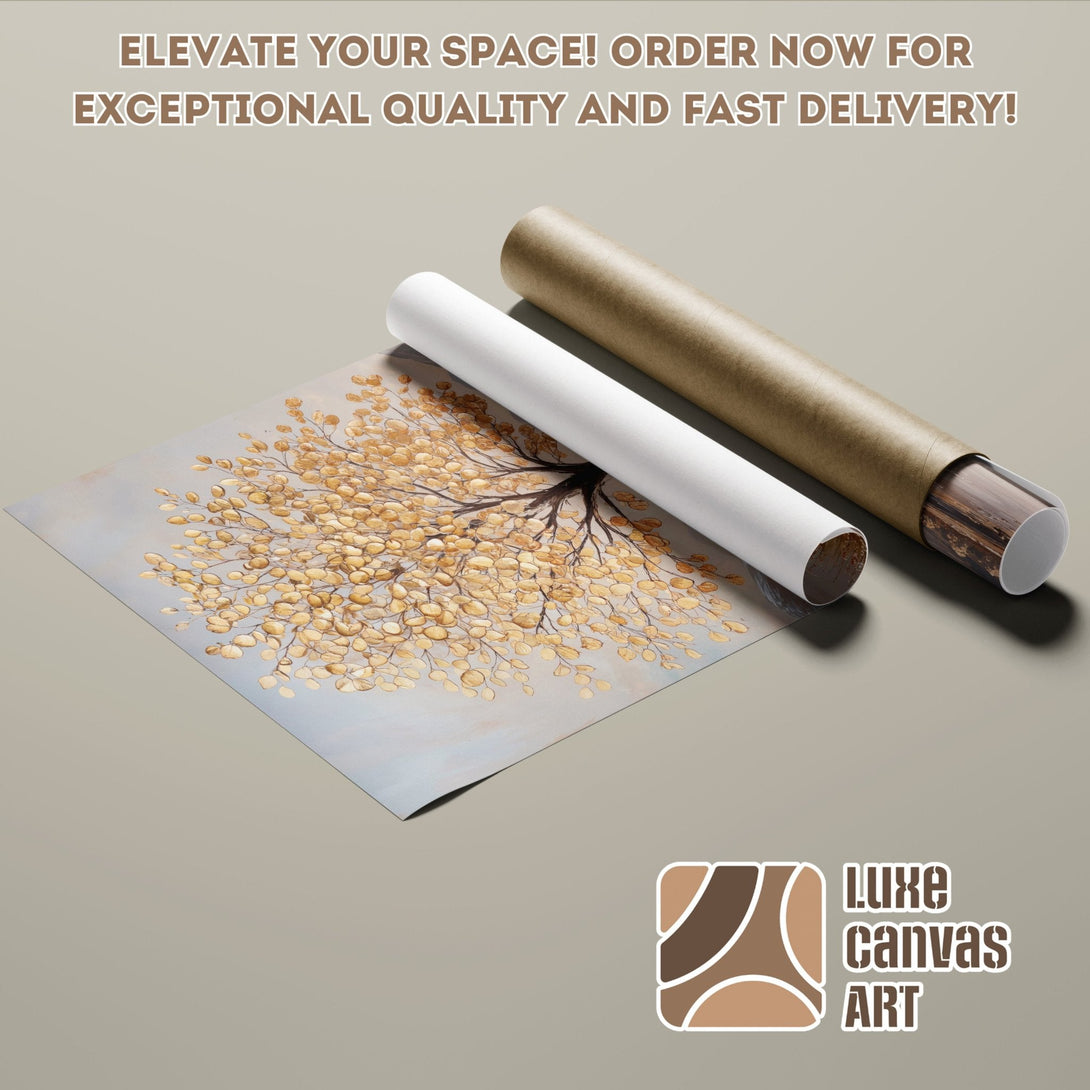 Poster Roll of Golden Tree Art, Neutral Palette. Elevate your space!