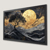 Golden Moon and Black Tree Art Poster - Mystical Landscape Decor