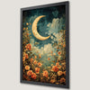Golden Moon and Floral Fantasy Art Poster for Wall Decor