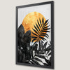 Golden Moon and Tropical Leaves Art Poster for Modern Decor