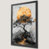 Golden Moon Bonsai Tree Art Poster | Zen Home Decor