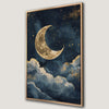 Golden Moon Canvas Print: Mystical Starry Night Sky Art