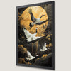 Golden Moon Cranes Art Poster - Japanese Inspired Wall Decor