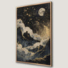 Golden Moon over Mountains Canvas Print Wall Art