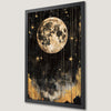 Golden Moon Starry Night Art Poster: Gothic Celestial Decor