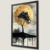Golden Moon Tree Silhouette Art Poster for Elegant Decor