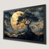 Golden Moon Tree Silhouette Art Poster - Surreal Wall Decor