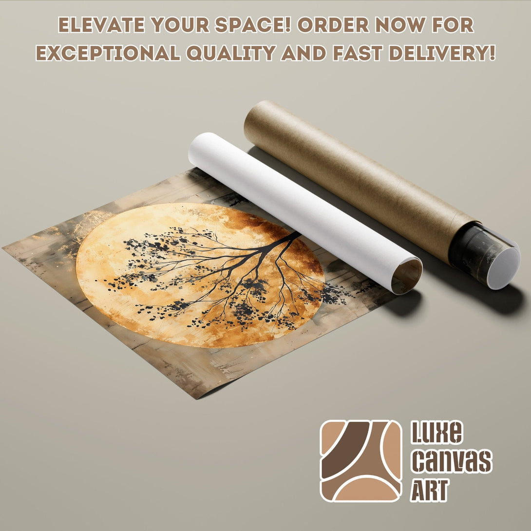 Abstract tree Poster Roll in warm tones. Elevate your space with our art!
