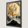 Golden Moonlit Black Tree Art Poster for Home Decor