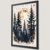Golden Moonlit Forest Art Poster - Mystical Wall Decor