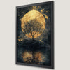 Golden Moonlit Tree Landscape Art Poster - Gothic Decor