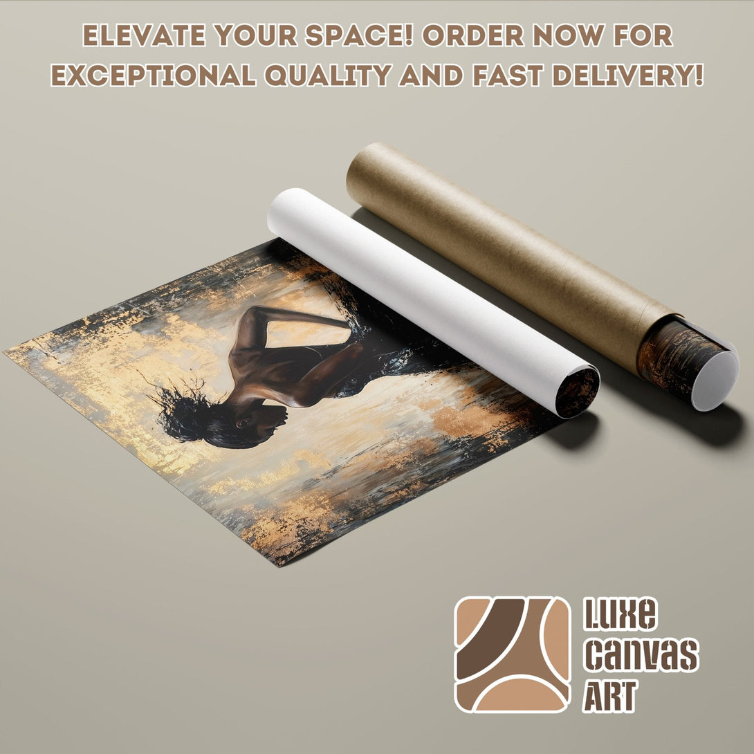 Abstract art Poster Roll featuring a woman, neutral color palette. Elevate your space today!