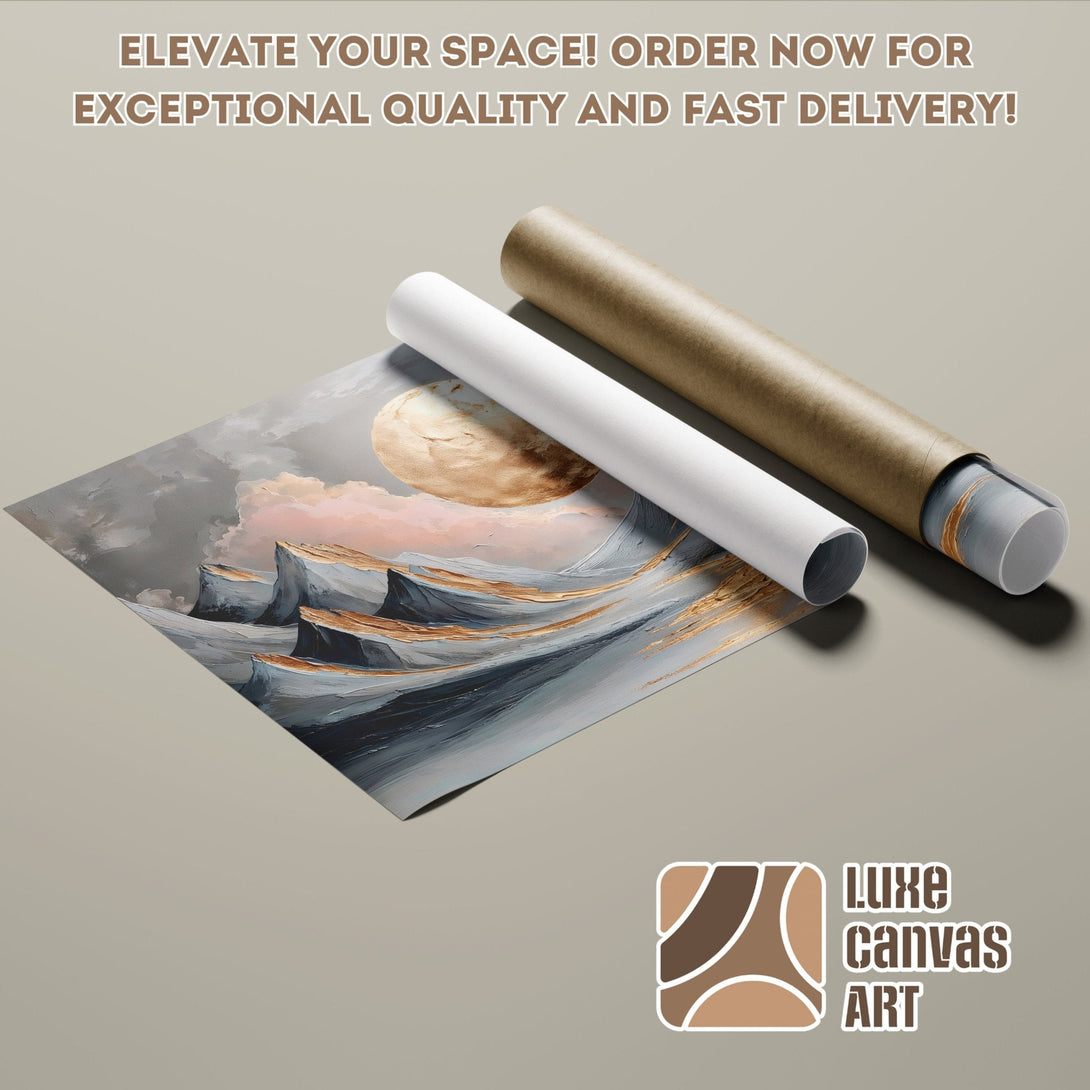 Abstract landscape Poster Roll, neutral tones, modern art for your home.