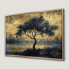 Golden Sunset Luxury Canvas Print with Black Tree Silhouette