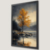 Golden Tree by Lake Art Poster - Autumn Landscape Decor