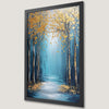 Golden Trees on Blue: Nature Art Poster for Modern Decor