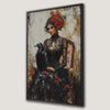 Gothic Art Portrait Raven Woman Framed Canvas Print