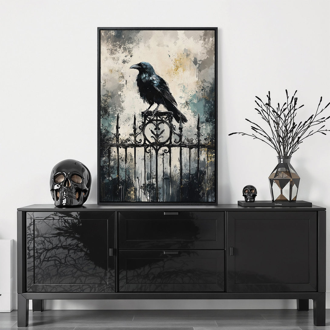 Framed Wall Art featuring a majestic deer with golden antlers, set against a dark forest backdrop. Earthy tones with a touch of gold for a luxurious, nature-inspired aesthetic.