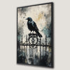 Gothic Black Raven on the Fence Canvas Print Art