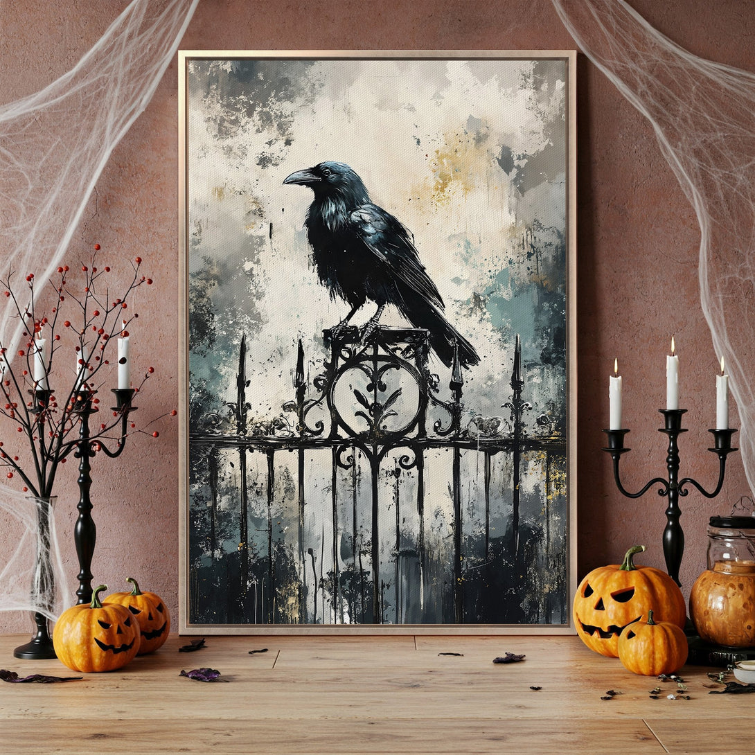 Framed Wall Art: Elegant stag canvas print with gold accents in a dark, moody style. Perfect for adding a touch of sophistication to your home decor.