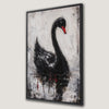 Gothic Black Swan Framed Canvas Print for Mystery Decor