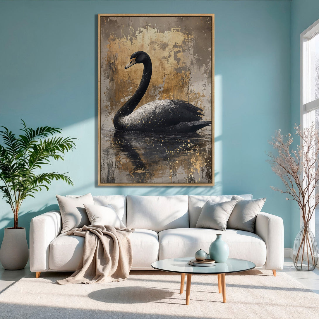 Framed Wall Art: Majestic hawk canvas print in warm yellow & brown tones. Perfect for a bedroom. Shop stunning wildlife art & elevate your home decor!