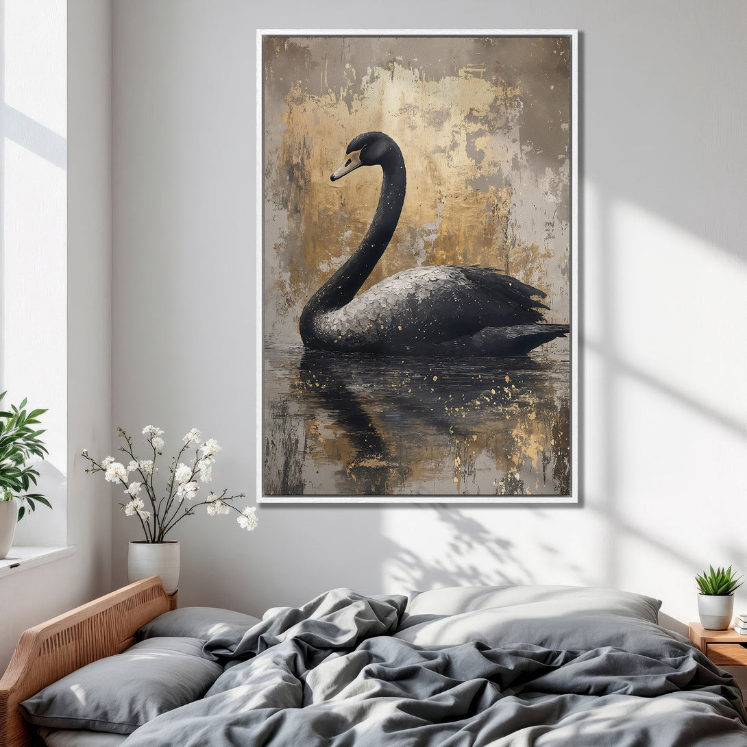 Framed Wall Art: Majestic hawk canvas print in warm yellow and brown tones. Rustic style artwork adds a touch of nature and elegance to any space.