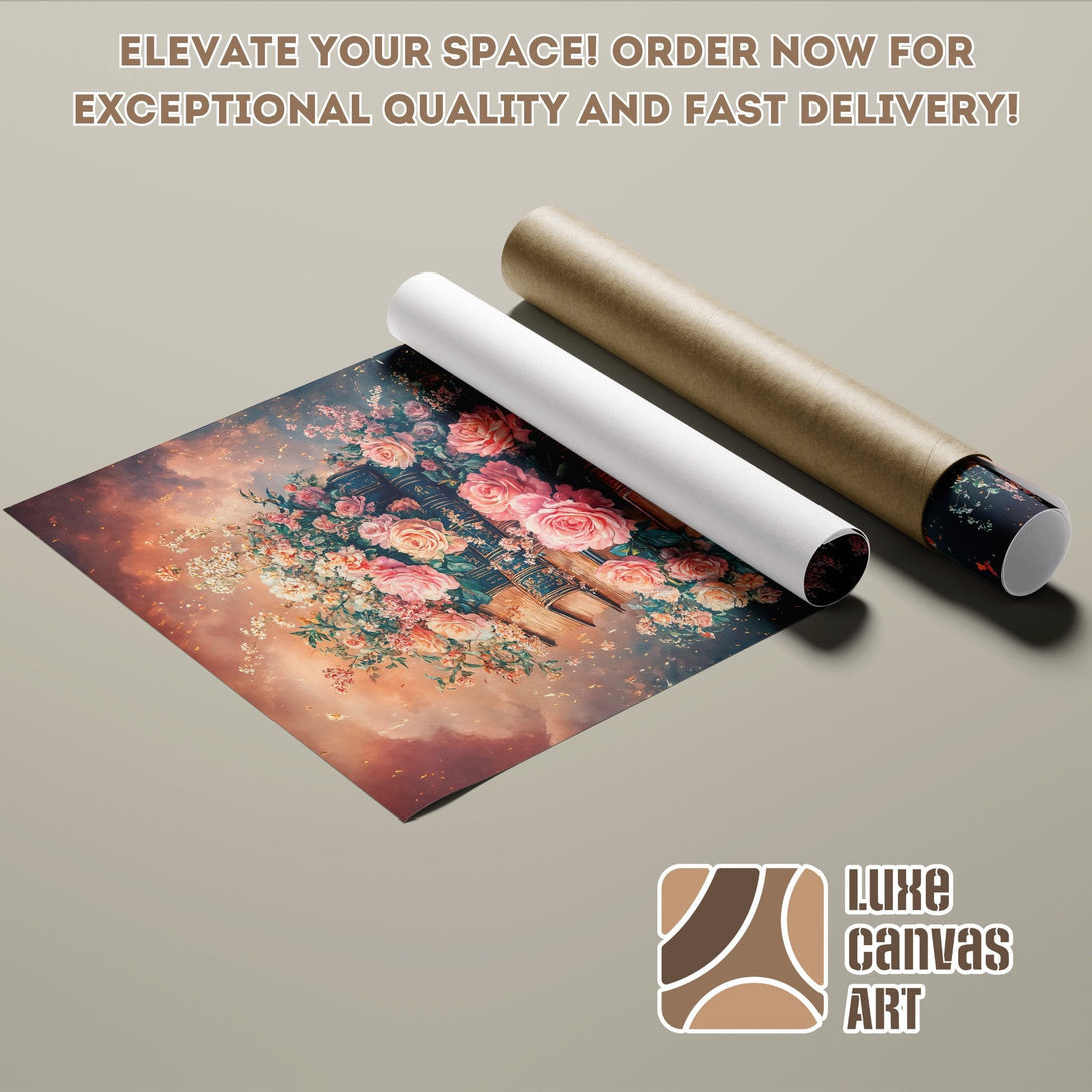Poster Roll featuring a floral art print in warm, romantic colors. Elevate your space today!