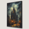 Gothic Cathedral Canvas Print with Dramatic Sky Art