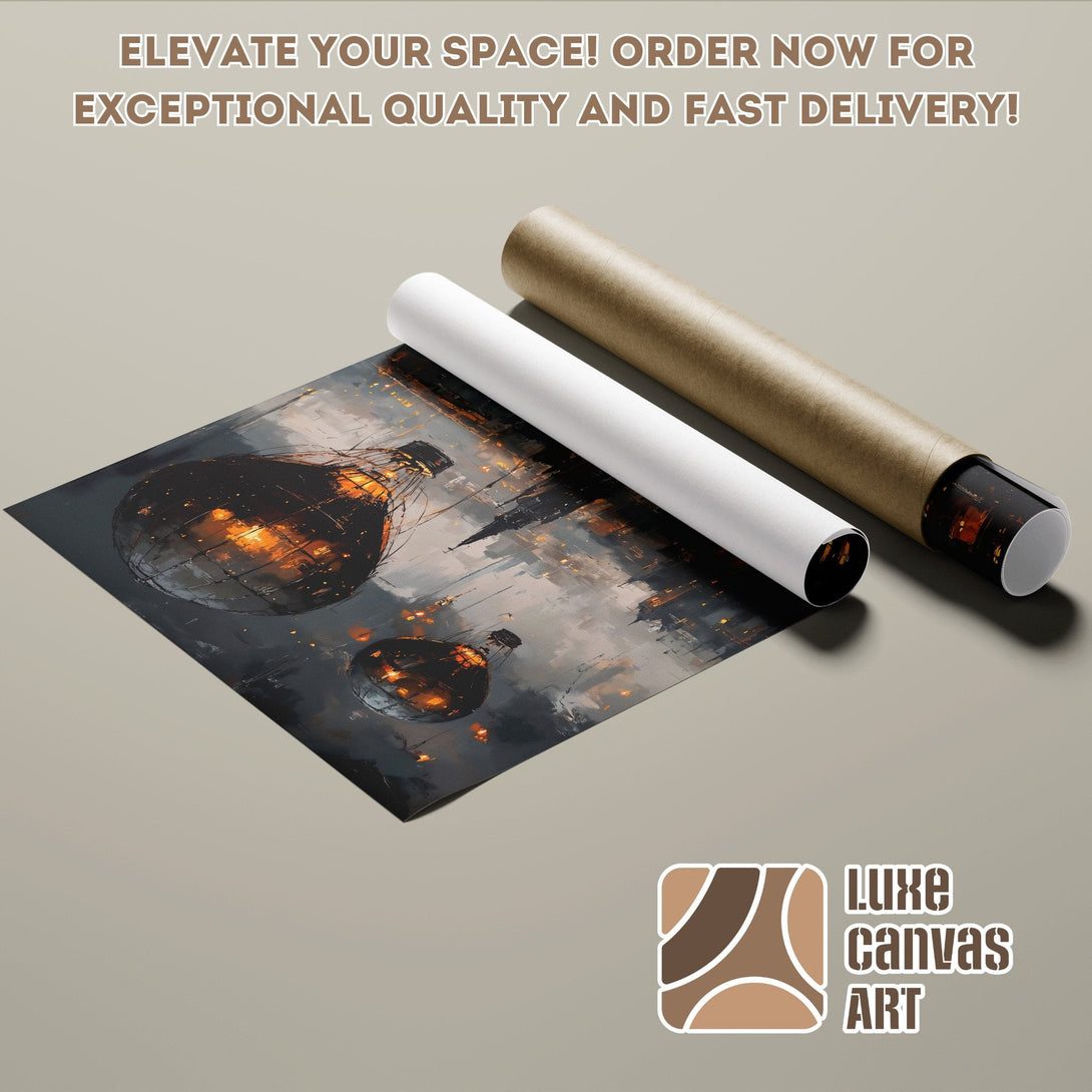 Poster Roll featuring an abstract cityscape with warm tones, perfect wall art.
