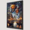 Gothic Cityscape Art Poster with Hot Air Balloons