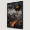 Gothic Cityscape with Hot Air Balloons Canvas Print