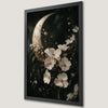 Gothic Crescent Moon Art Poster - Elegant Floral Wall Decor