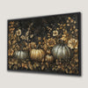 Gothic Halloween Canvas Print with Silver and Gold Pumpkins