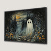 Gothic Halloween Night Canvas Print Featuring Ghost