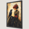 Gothic Lady and Raven Art Poster with Red Roses