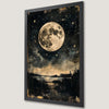 Gothic Landscape Art Poster with Full Moon and Starry Night