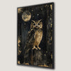 Gothic Owl and Full Moon Canvas Print in Black and Gold