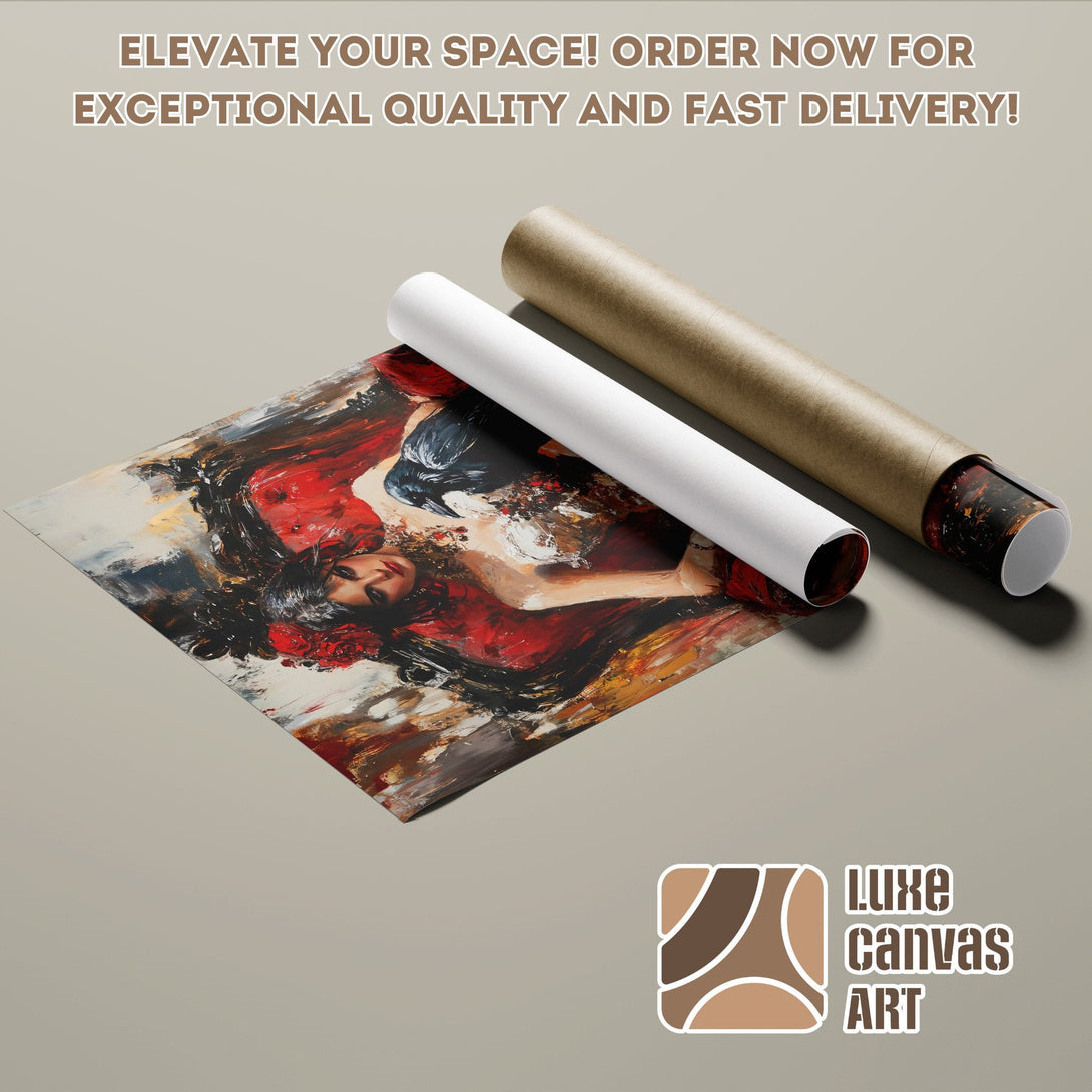 Poster Roll featuring a woman in black, neutral color palette, artistic style. Elevate your space!