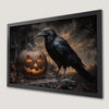 Gothic Raven and Jack O Lantern Art Poster for Halloween Decor