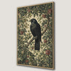 Gothic Raven Canvas Print on Flower Branch with Vintage Charm