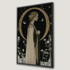 Gothic Romantic Woman Canvas Print with Crescent Moon