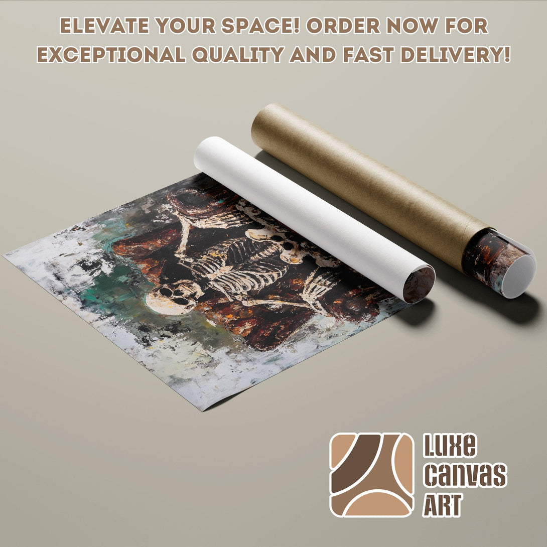 Abstract skeleton art Poster Roll in dark & earthy tones. Elevate your space!