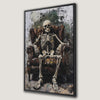 Gothic Skeleton in Armchair Canvas Print Framed Art