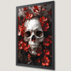 Gothic Skull in Red Flowers Art Poster for Dark Decor