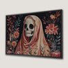 Gothic Skull with Flowers Canvas Print Halloween Decor